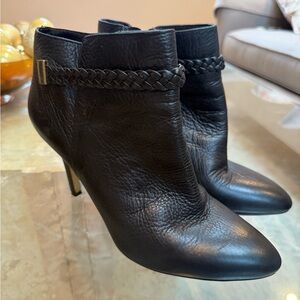 Ann Taylor Black Textured Ankle Booties